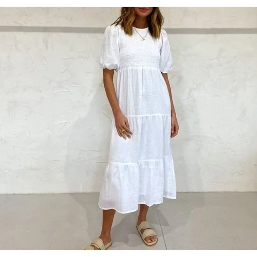 Faithfull the Brand Alberte Linen Midi Dress Size 6 / M